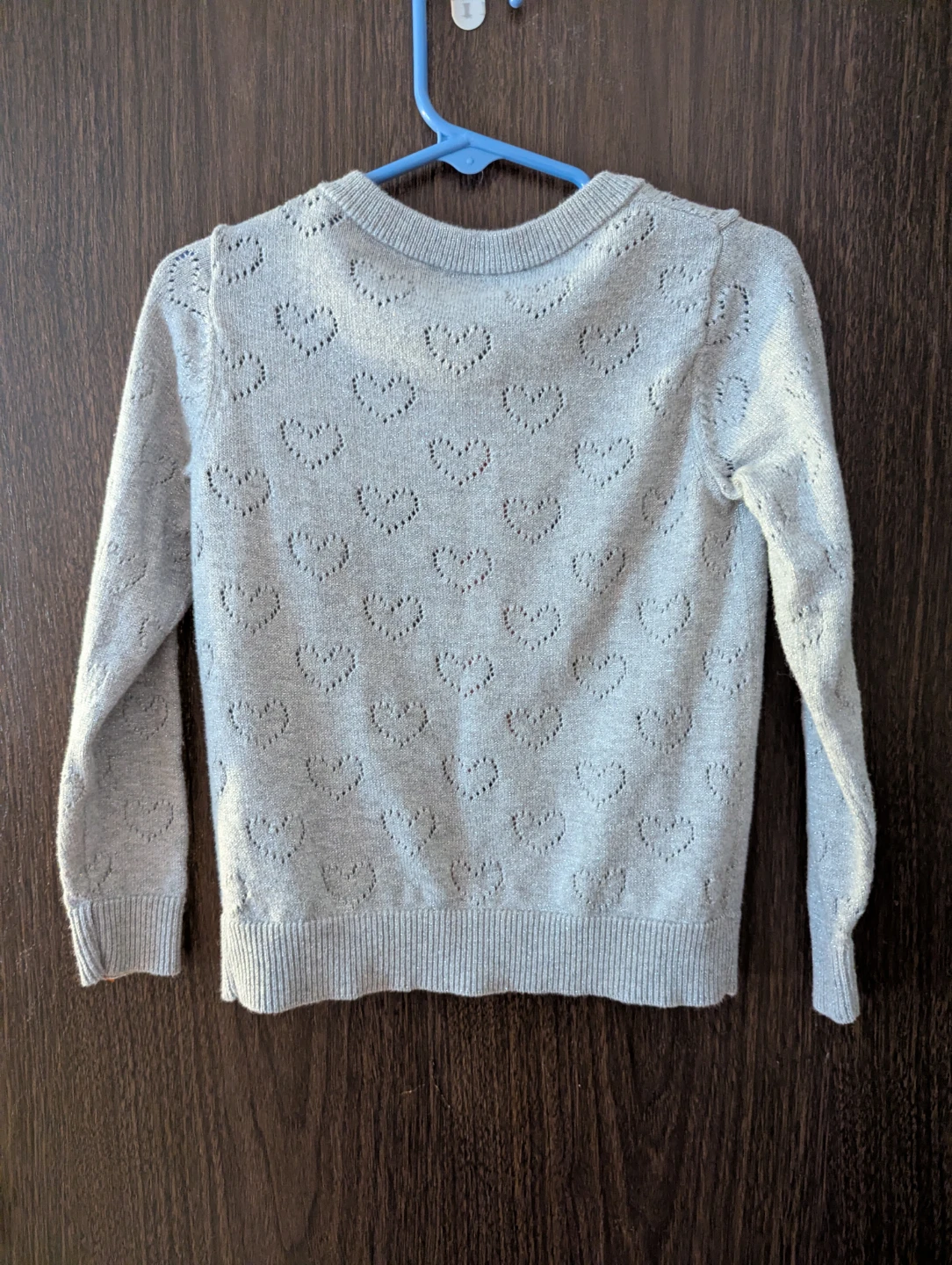 Cat & Jack Sparkly Grey Heart Cardigan Size 3T - photo 4