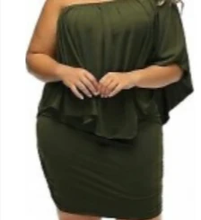 Olive Green One-Shoulder Dress