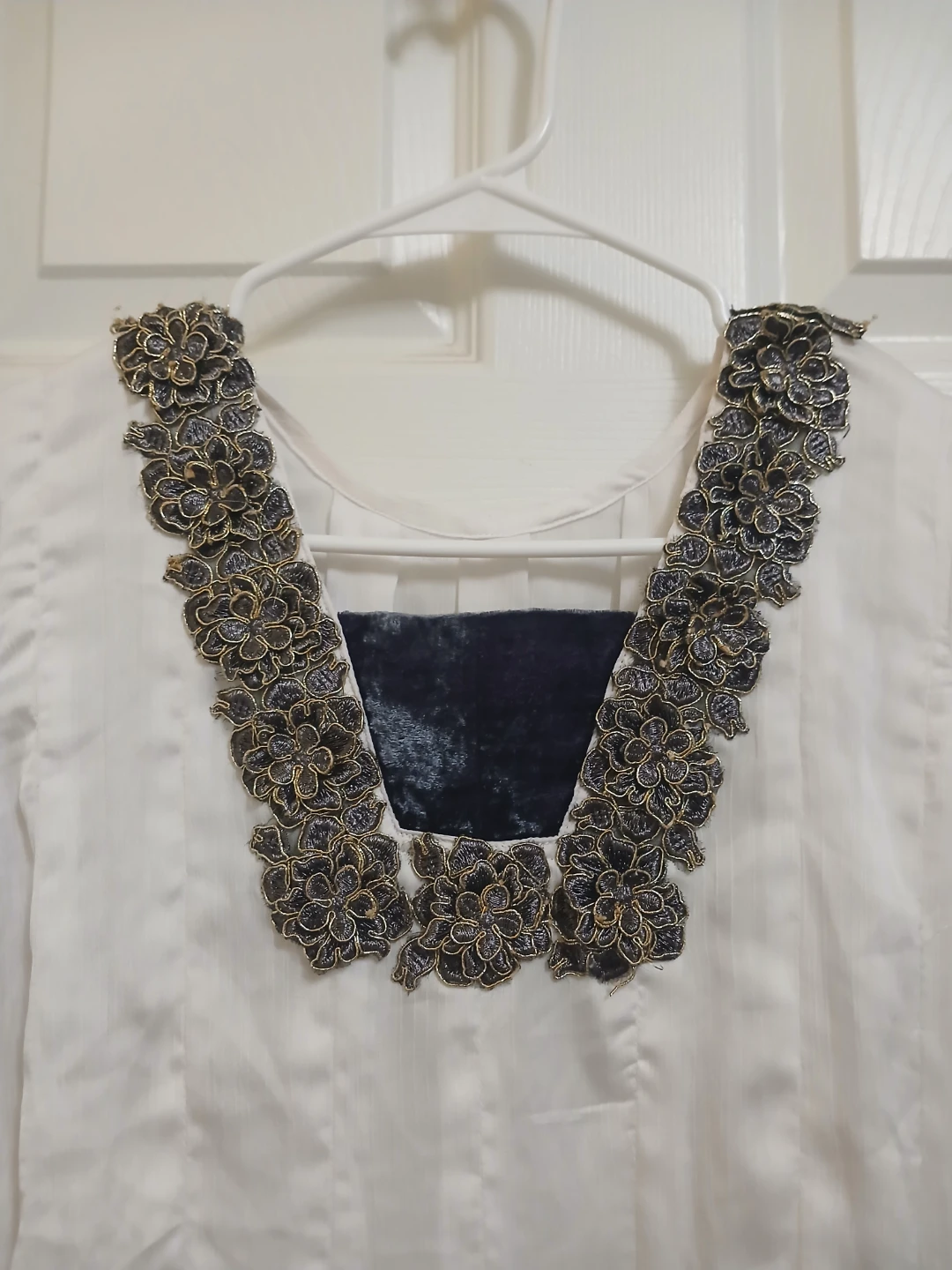 Closet declutter- White and grey anarkali long frock - photo 4