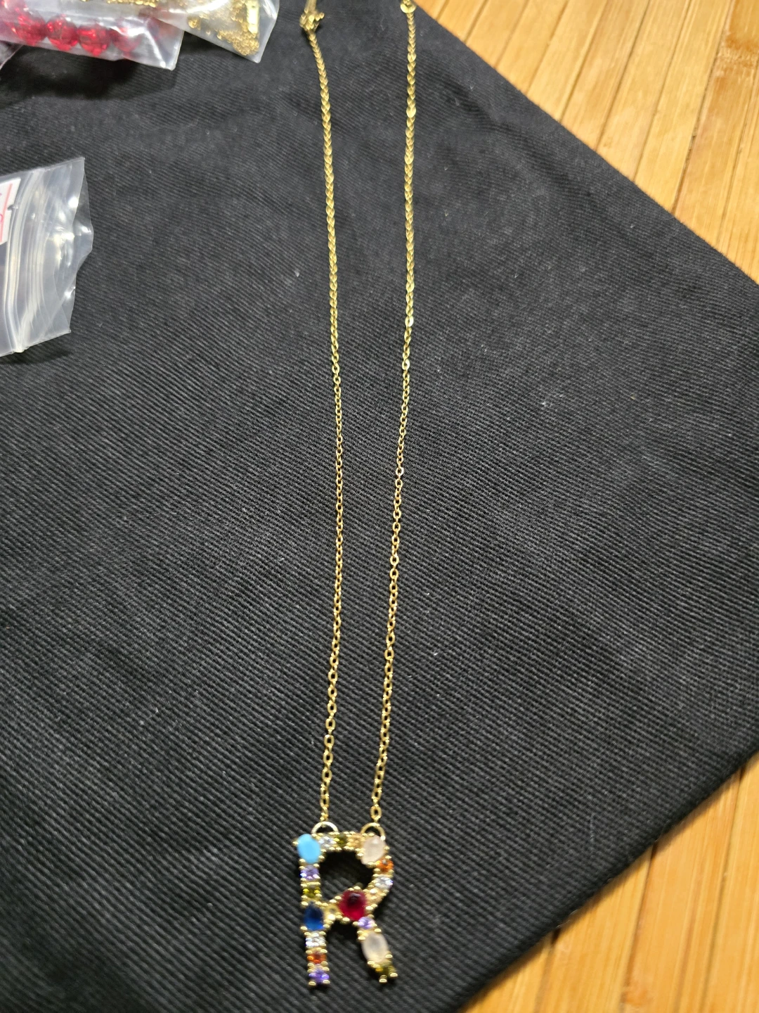 Initial Letter Necklace with Multicoloured Stones - photo 3