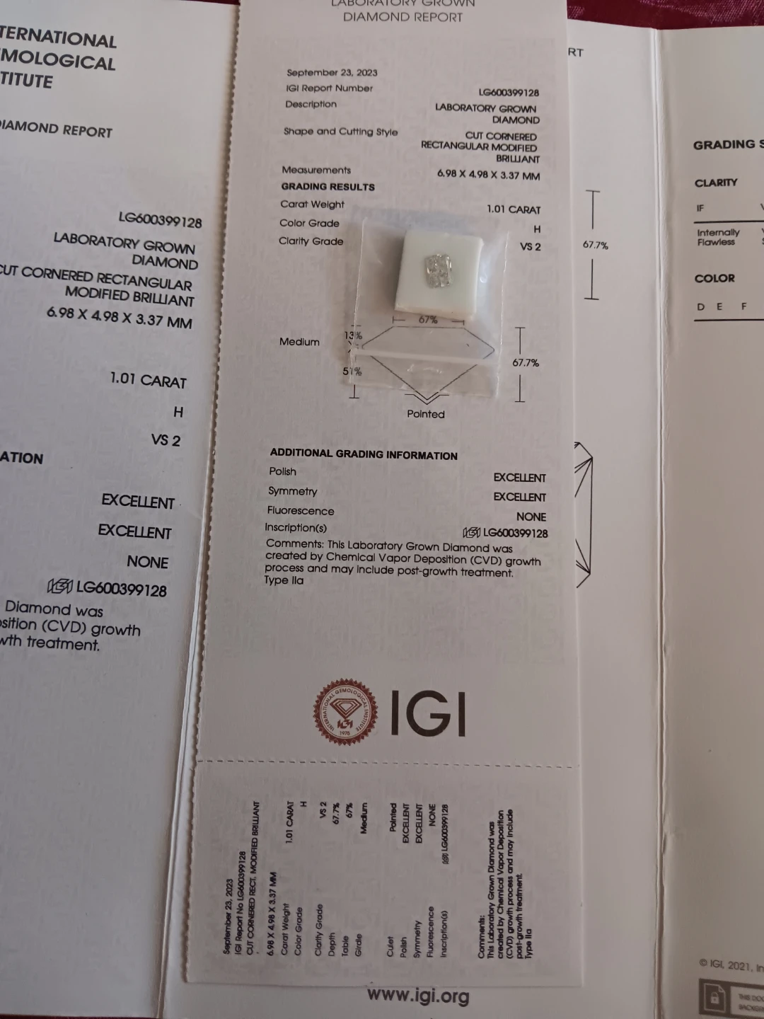 1.01 Carat Laboratory Grown Diamond - photo 3