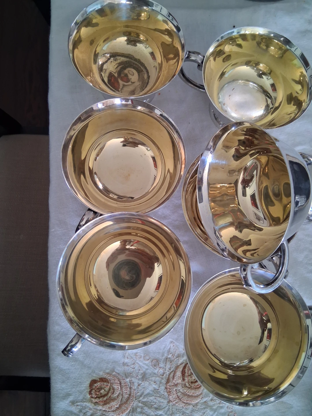 Large Silver Punch Bowl with Cups - photo 4