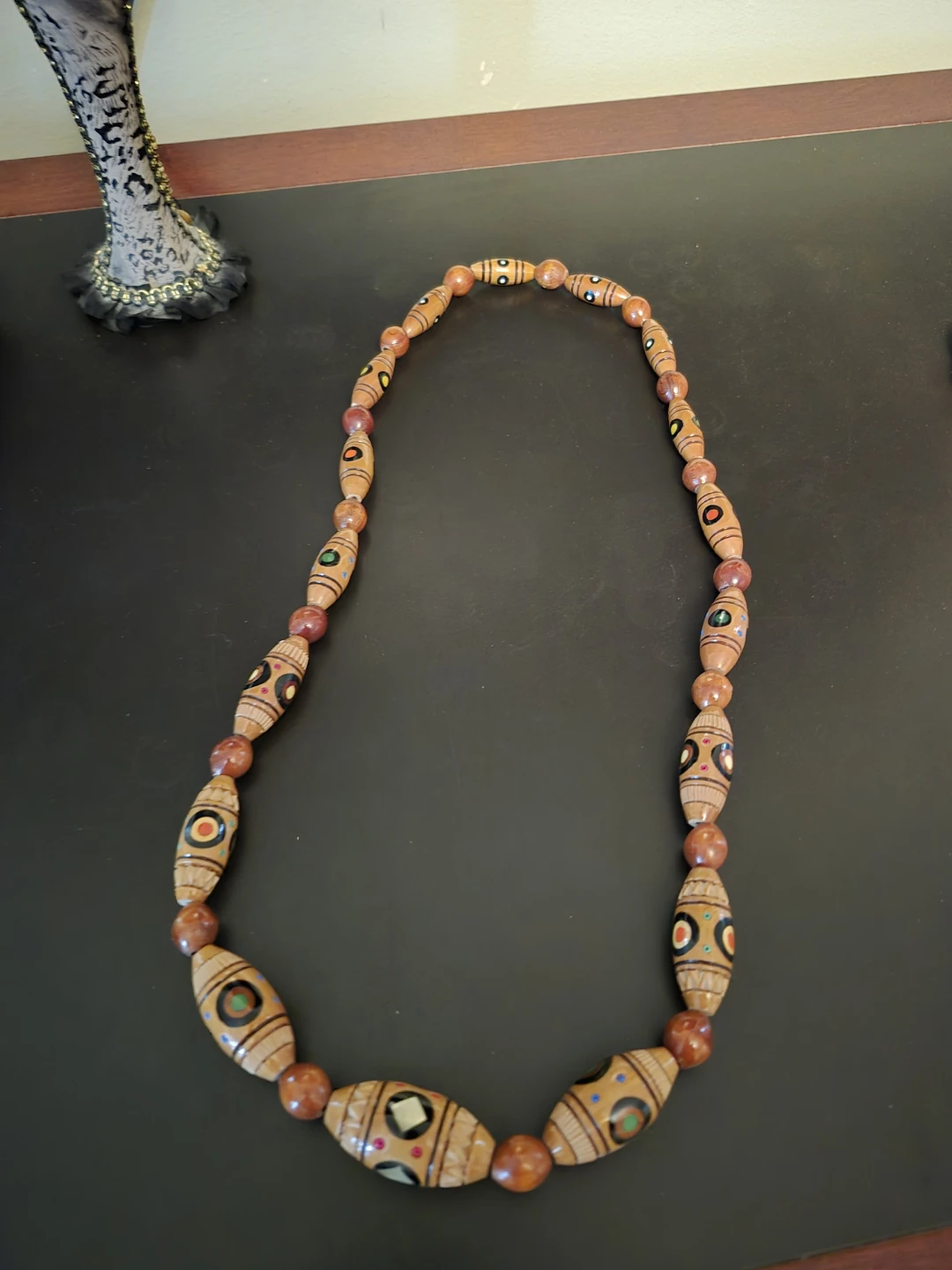 Hand-painted Wooden Bead Necklace