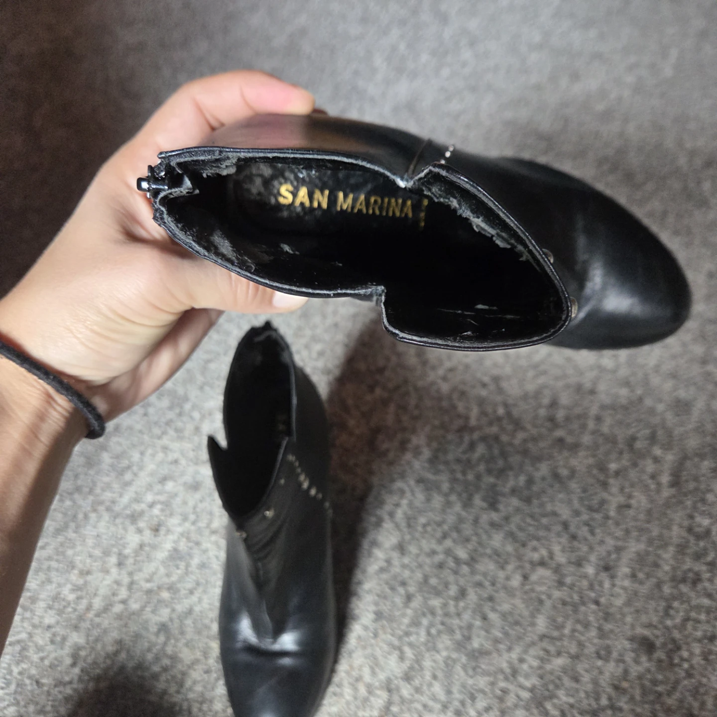 San Marina Black Leather Ankle Boots Size 37 - photo 4