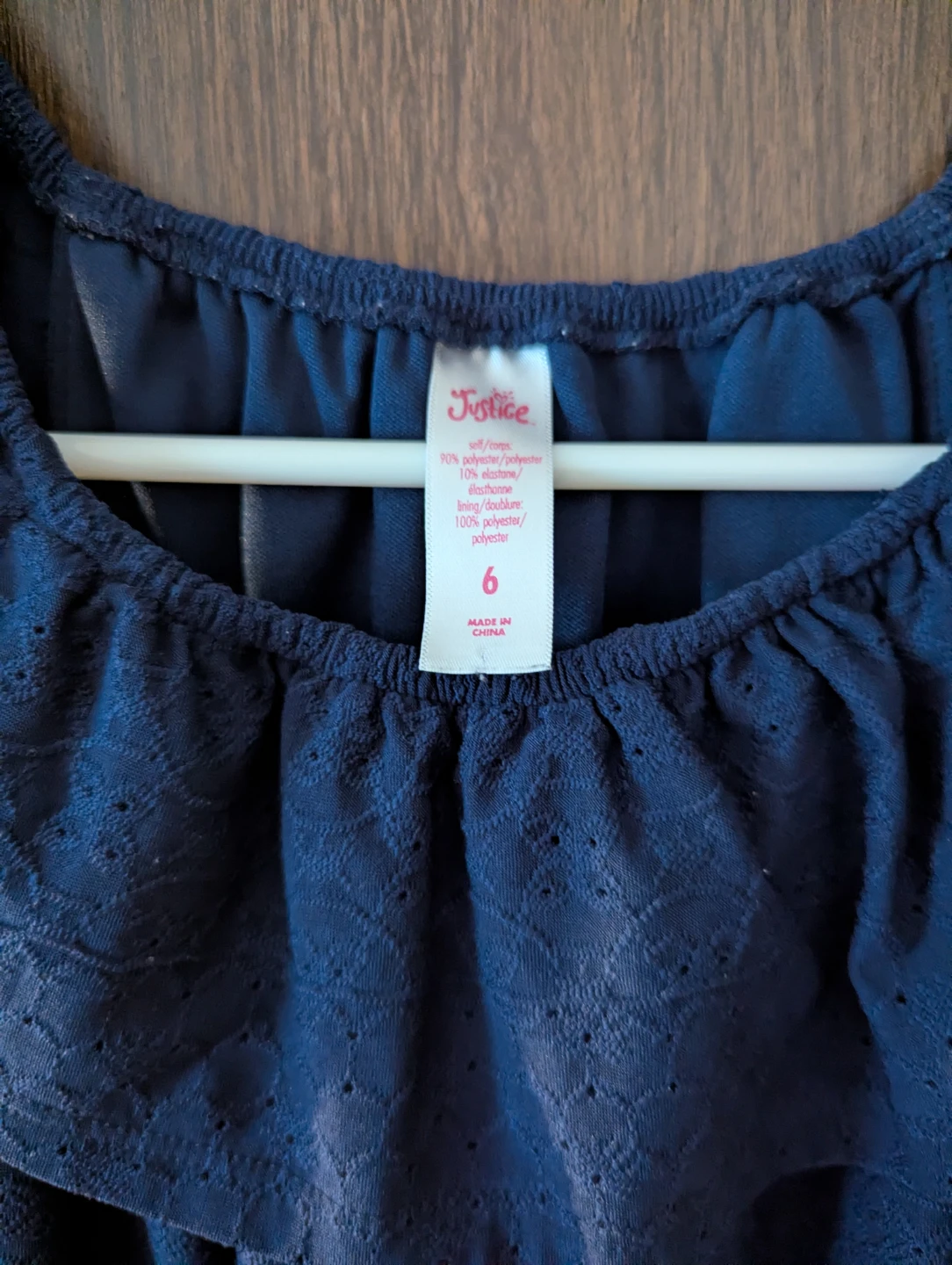 Justice Girls Navy Blue Off-Shoulder Dress Size 6 - photo 2