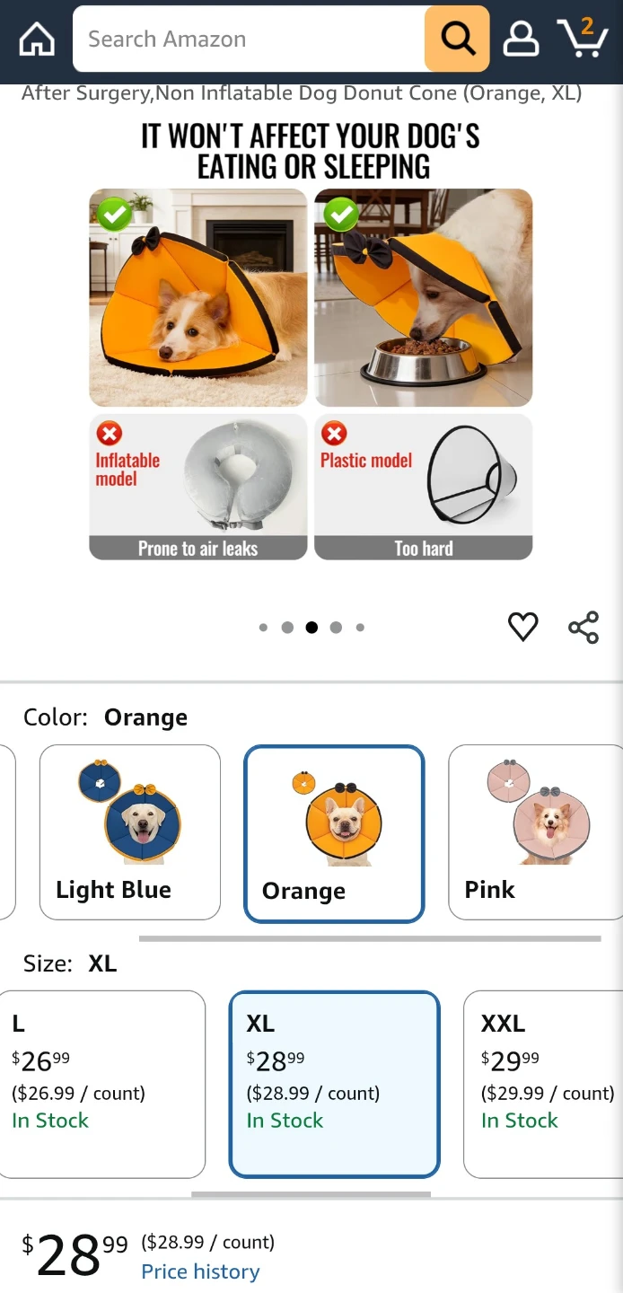 MAXFUT Soft Dog Cone Collar - Orange, XL - photo 5