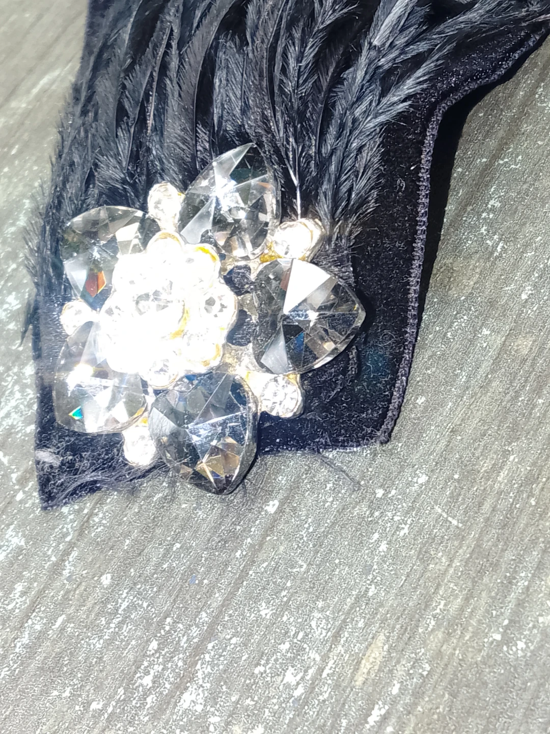 Black Feather and Rhinestone Brooch - photo 5