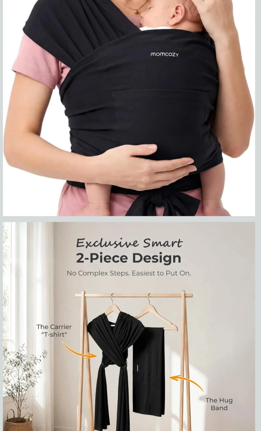 New Momcozy Baby Carrier Wrap in Black