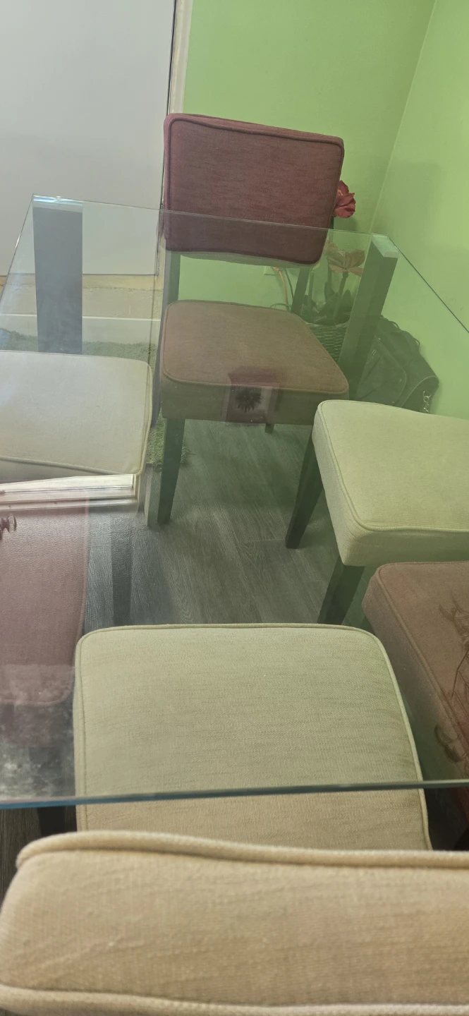 ASHLEY Glass Dining Table with 6 Chairs
