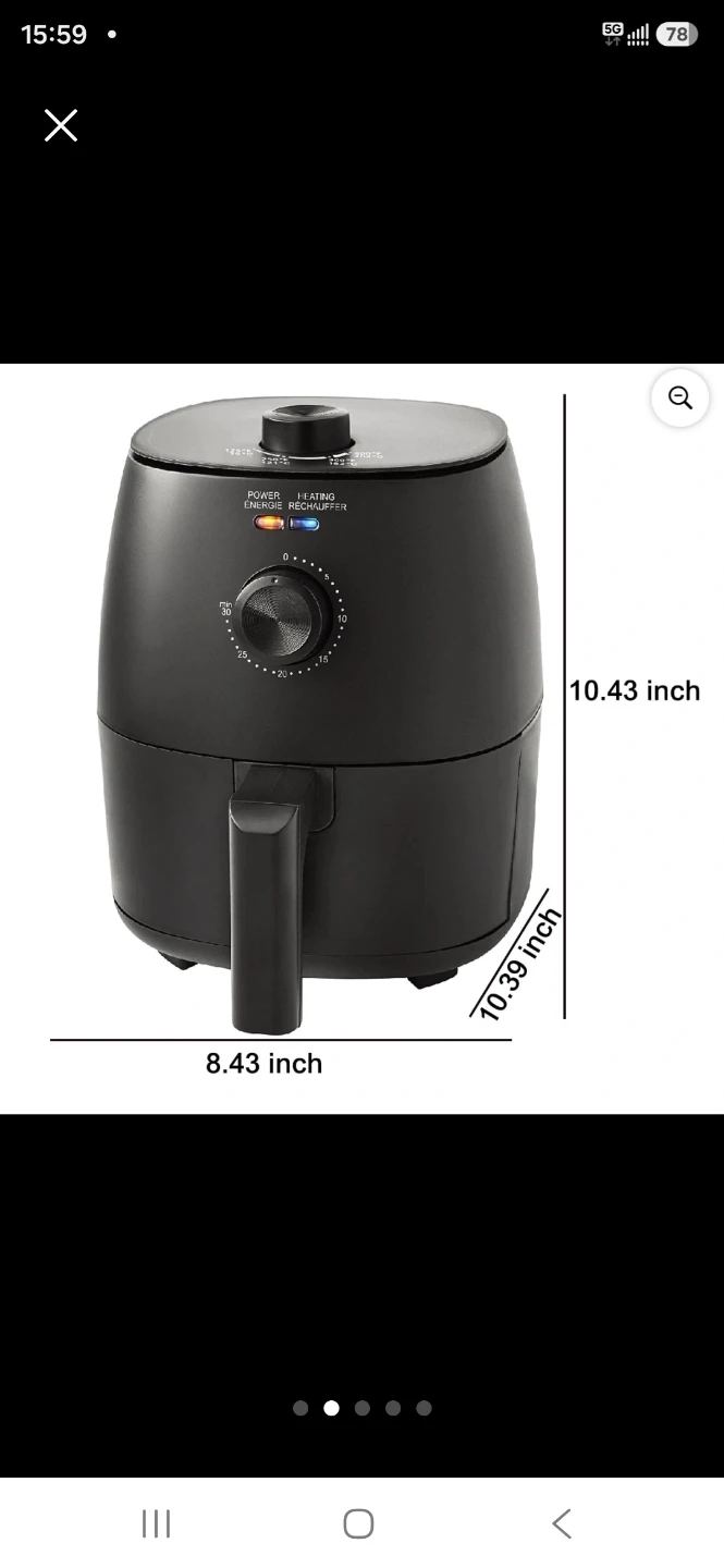 2.2QT Black Compact Air Fryer - photo 2