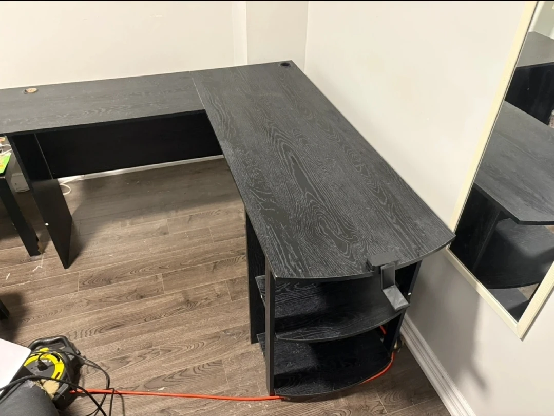 Black L-Shaped Corner Desk - photo 2