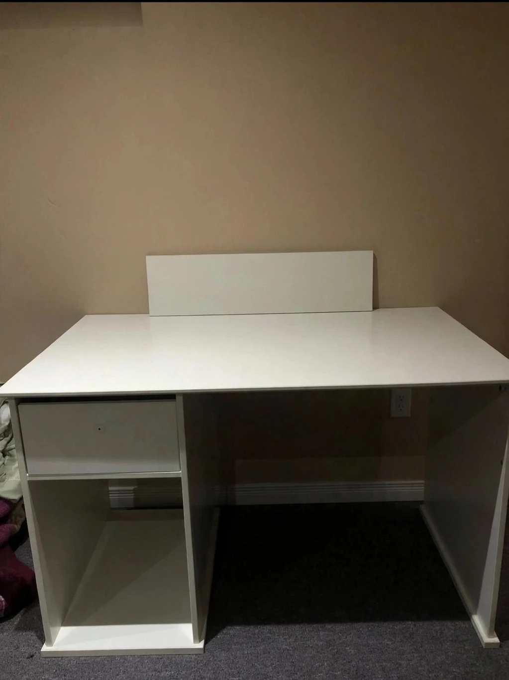 White Desk with Drawer and Shelf - photo 2