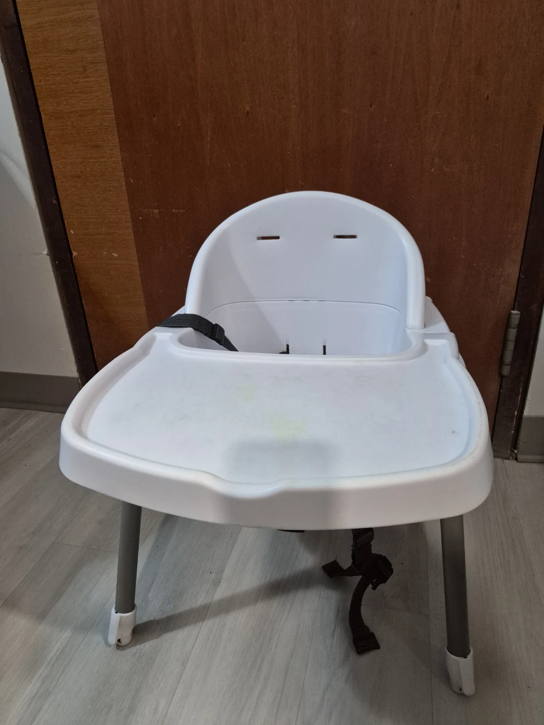 White Plastic Booster High Chair with Harness