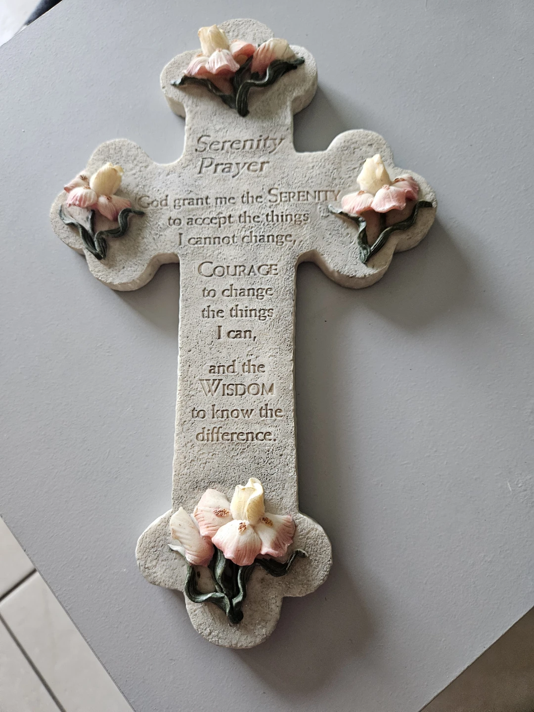 Serenity Prayer Floral Wall Cross - photo 3