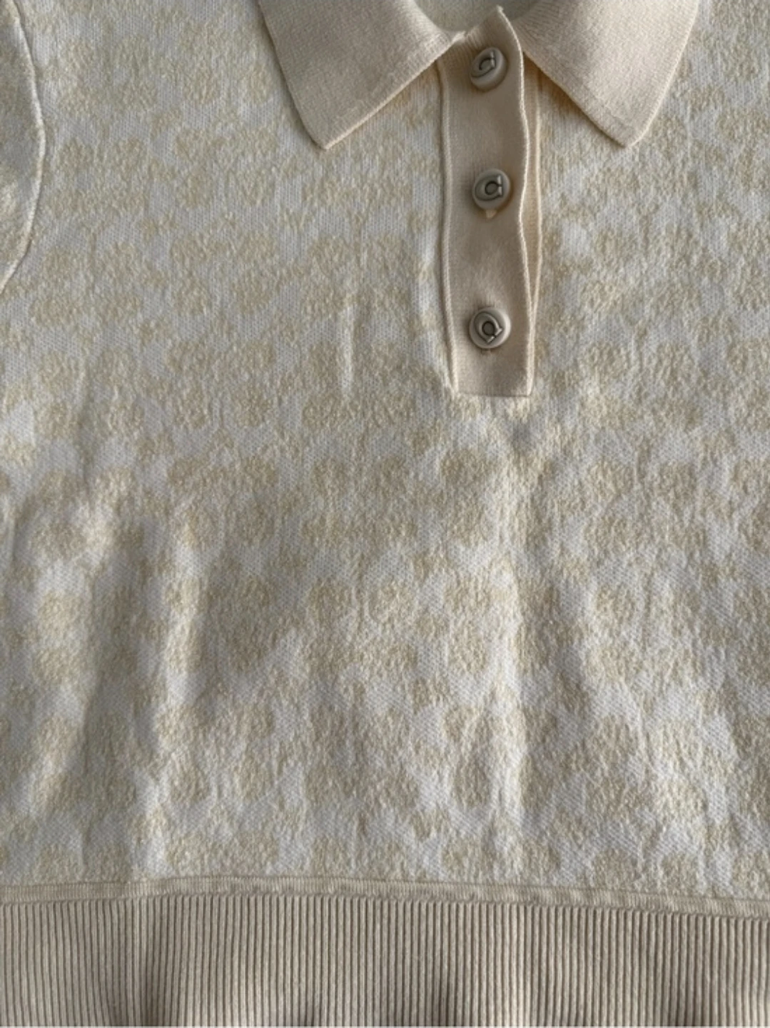Coach Cream Jacquard Polo Sweater Top 🏈 - photo 3