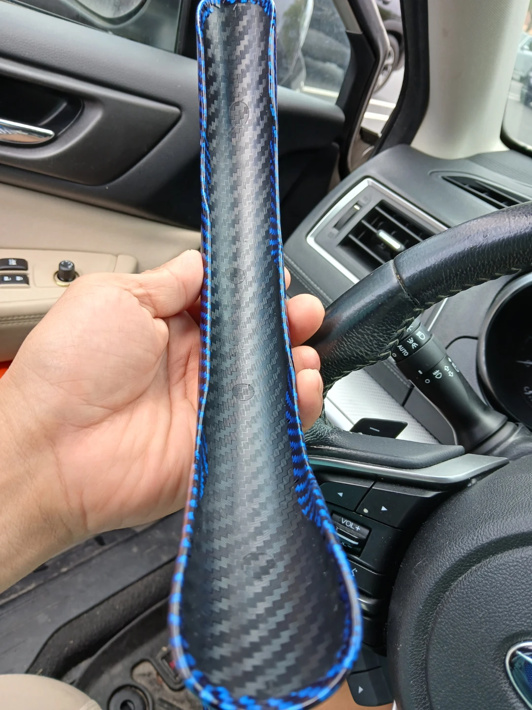 Blue Carbon Fiber car Steering Wheel Cover 3pcs - photo 3