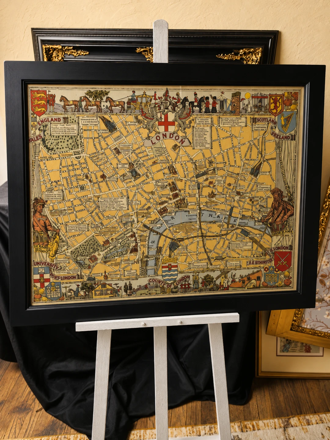 Vintage Framed 1938 reproduction of Children's Map of London - photo 2