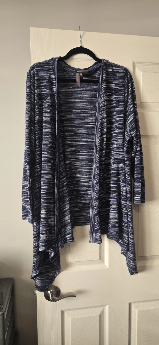 Blue and white space-dyed cardigan