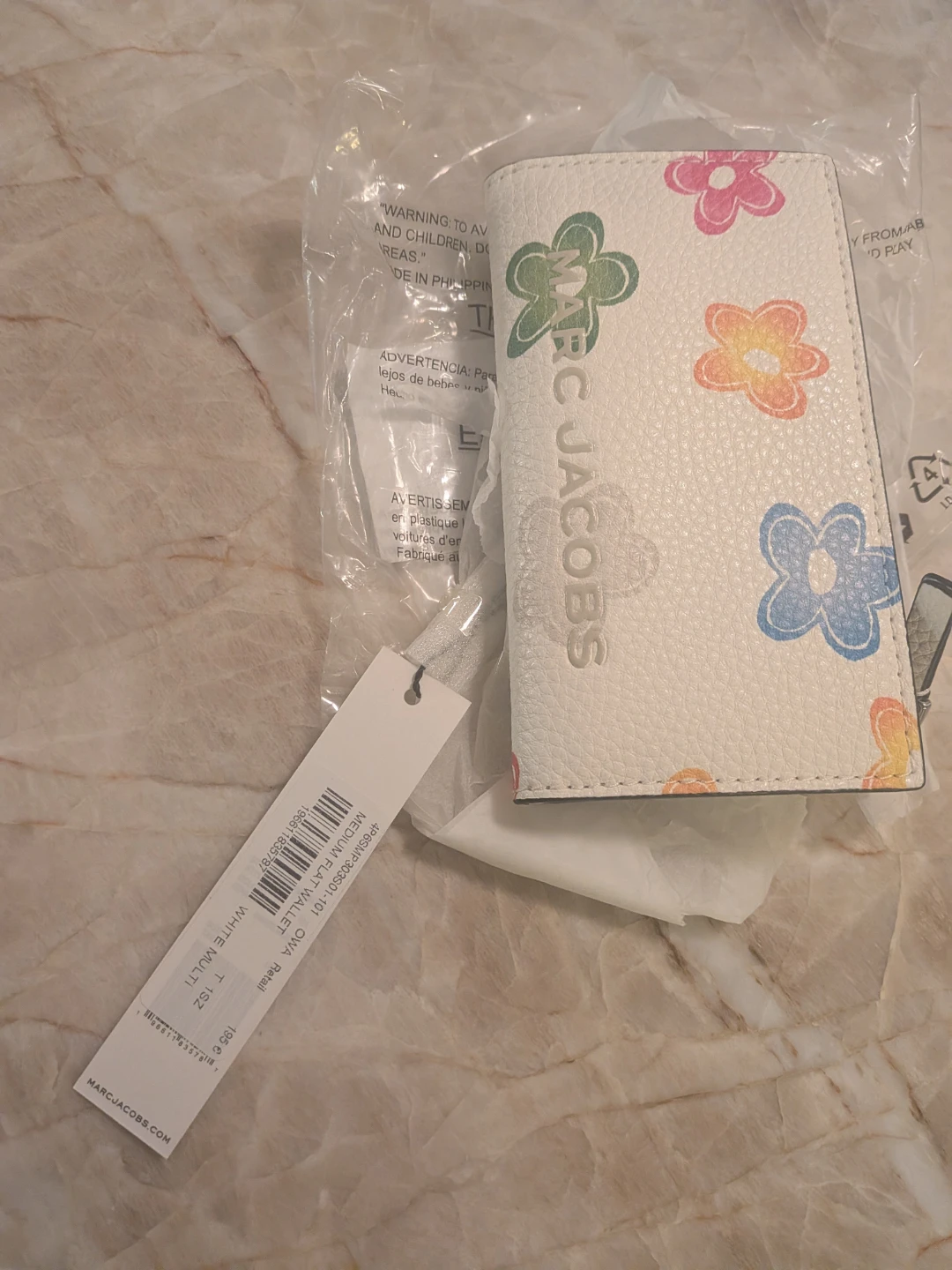 Marc Jacobs Medium Flat Wallet White Multi