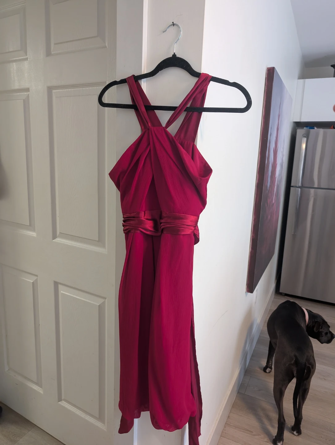 David's Bridal Crimson Halter Dress