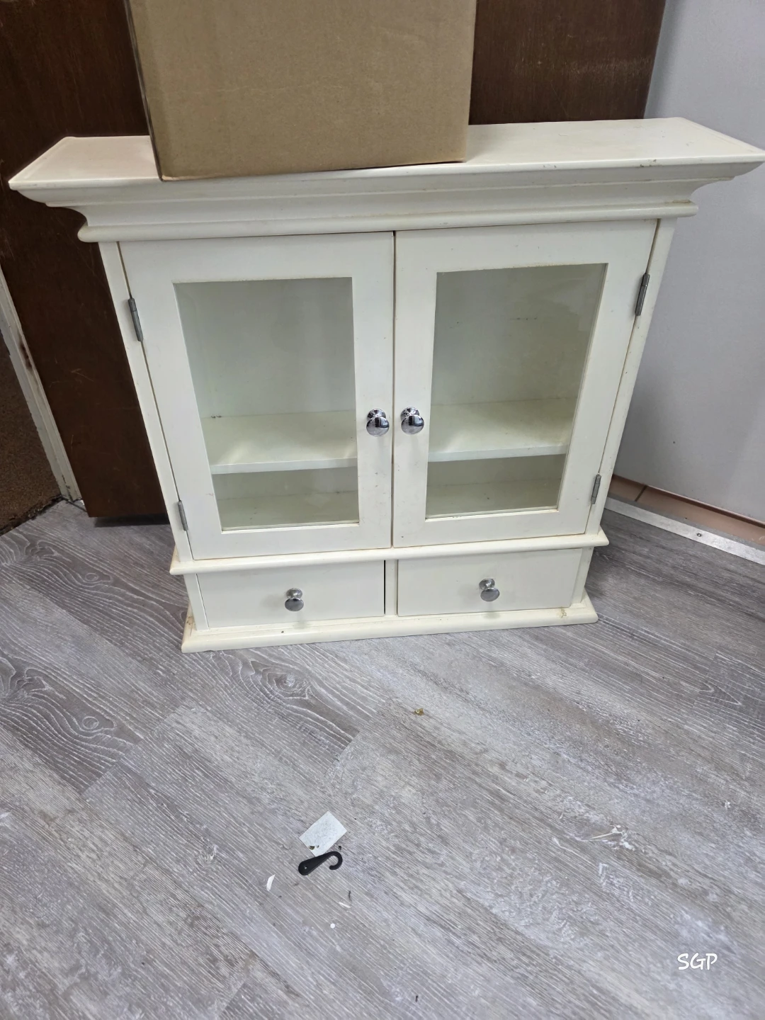 White Wall-Mounted Cabinet with Glass Doors