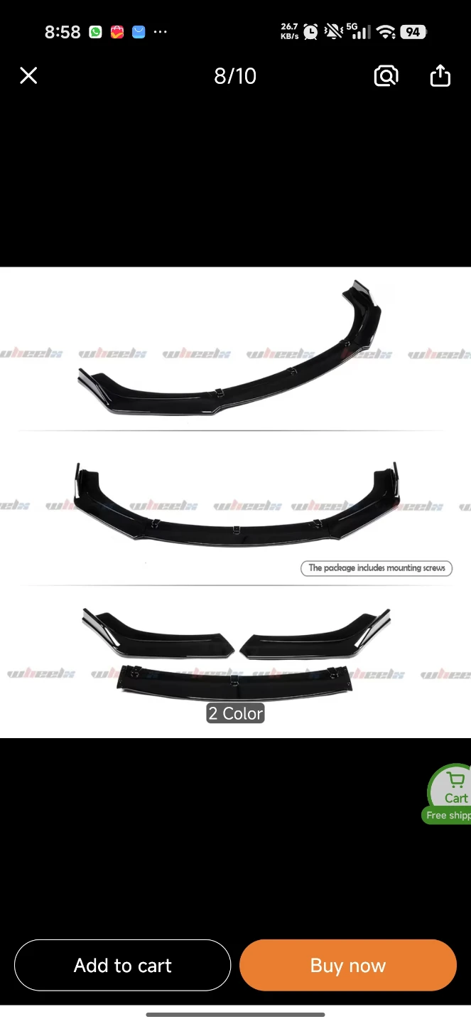 Front Bumper Lip for Honda Civic Carbon Fiber - photo 2