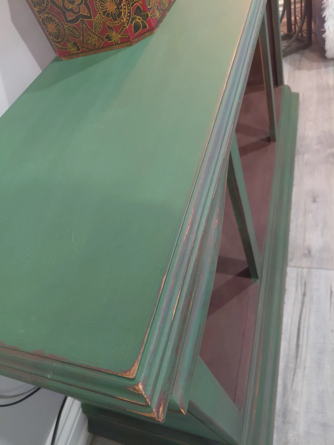 Distressed Green Wood TV Console - photo 3