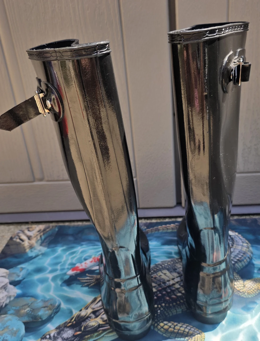 Black Hunter Gloss tall Rain Boots size 7 - photo 2