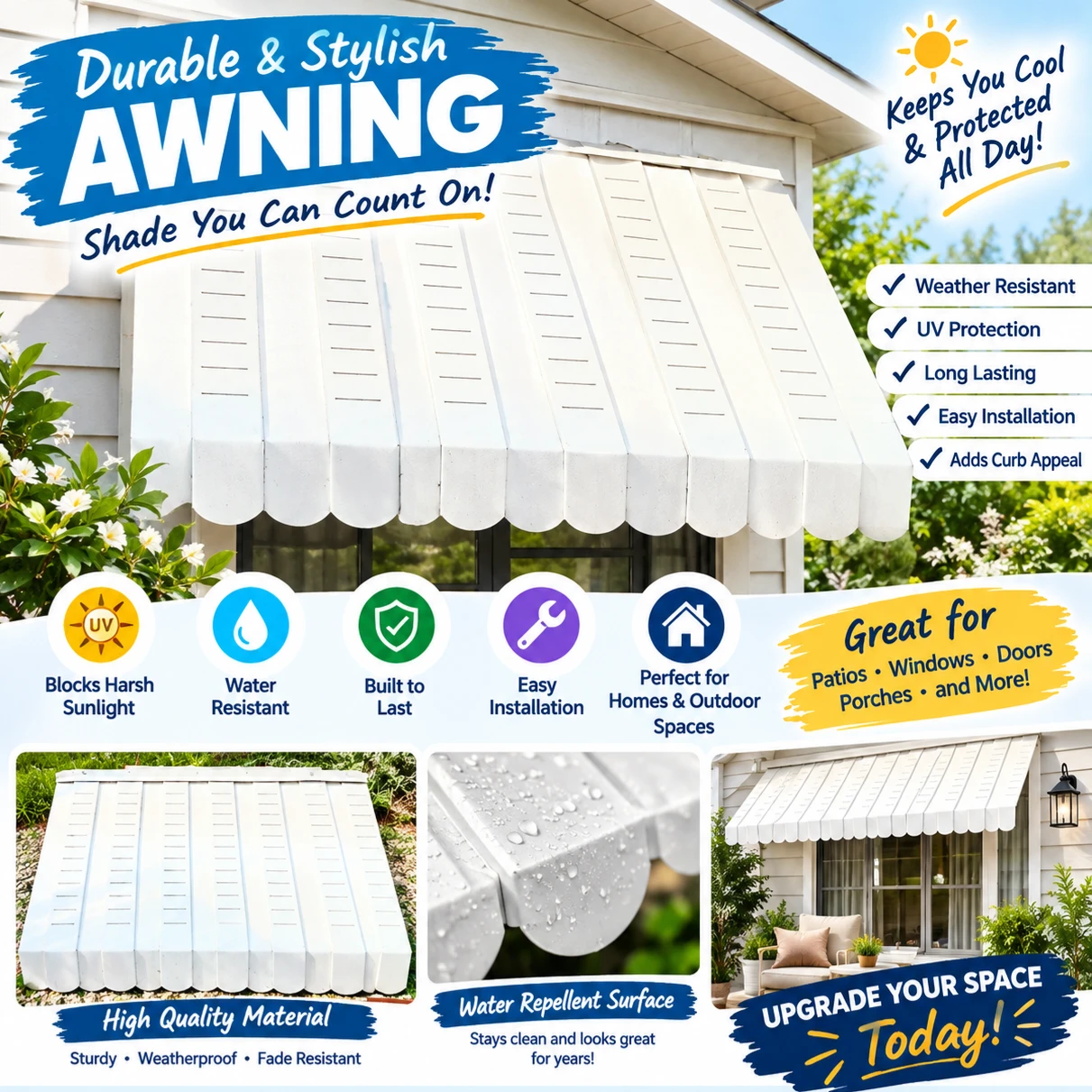 🏠White Metal Window Awning🏠