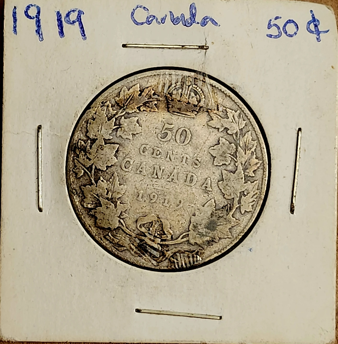 1919 King George V, Canadian Silver 50 Cent Coin - photo 2