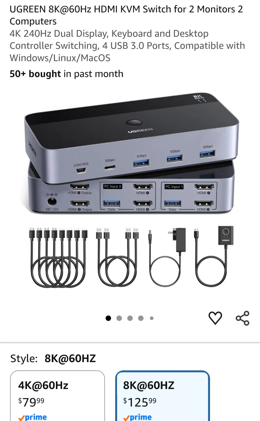 UGREEN 8K@60Hz HDMI KVM Switch