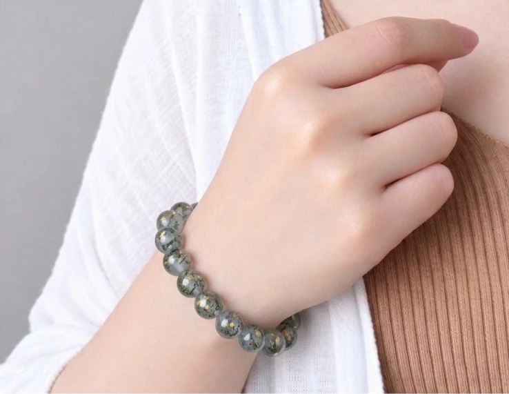 Clear and Gold Flecked Bead Bracelet - photo 2