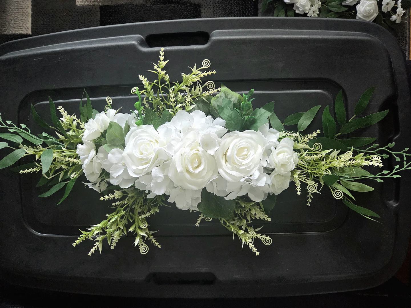 Artificial White Rose Floral Arrangement-Large