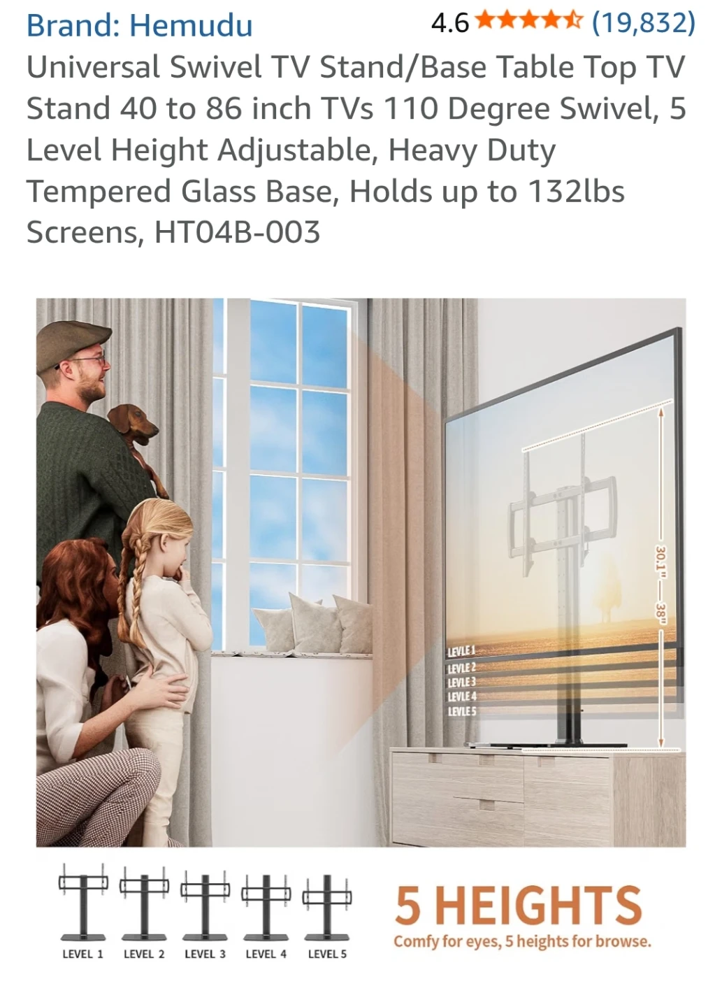 Hemudu Universal Swivel TV Stand - photo 3