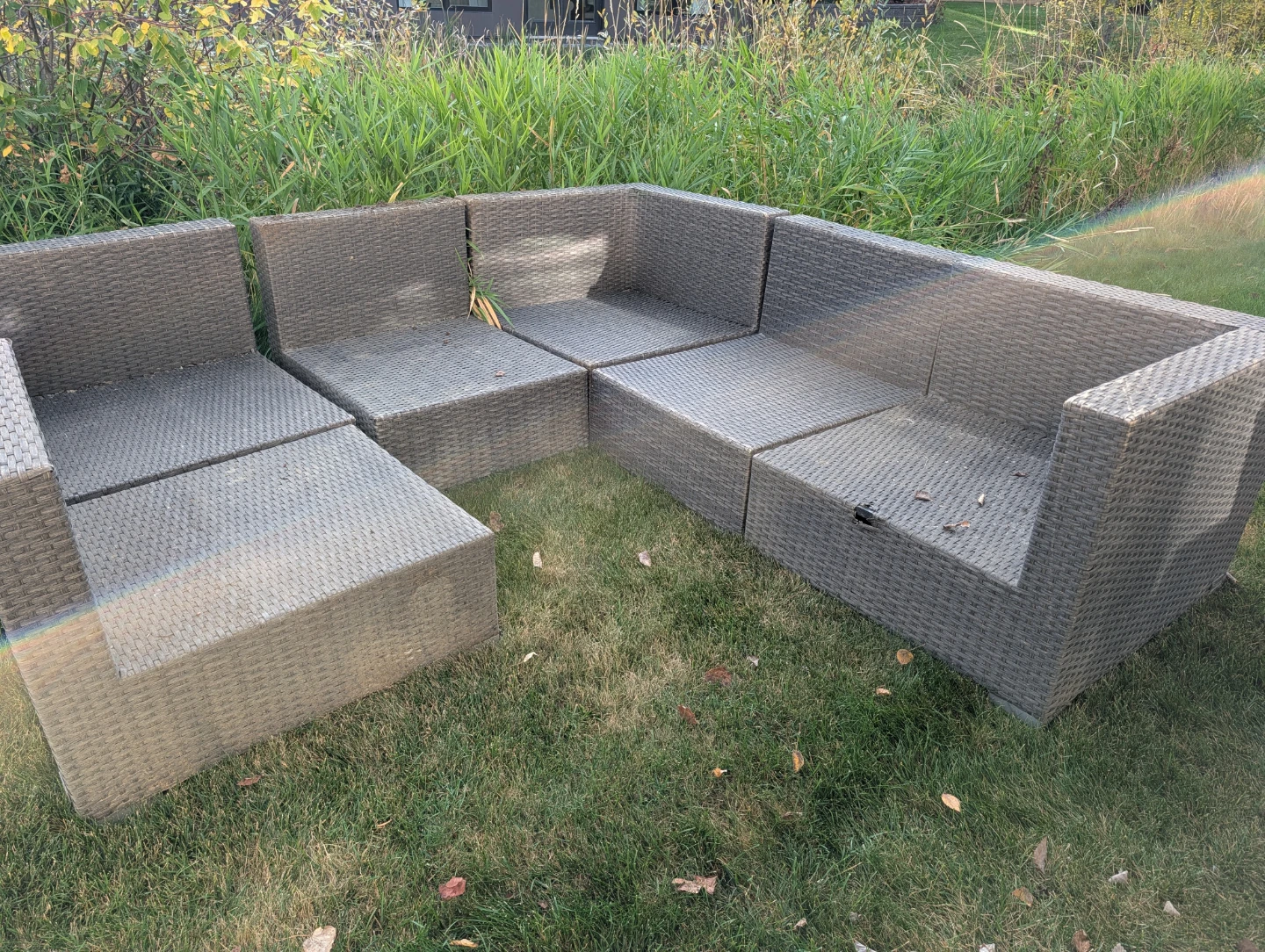 Wicker Patio Dining Set with Glass Top Table