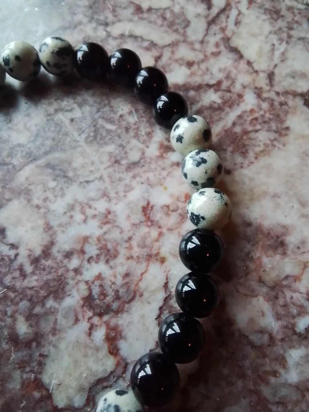 Handmade Black Onyx & Dalmatian Stone Protection Bracelet - photo 3