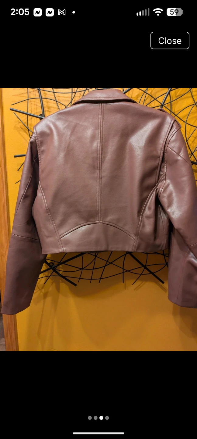 Blank-NYC Faux Leather Cropped Moto Jacket in Chestnut - photo 3