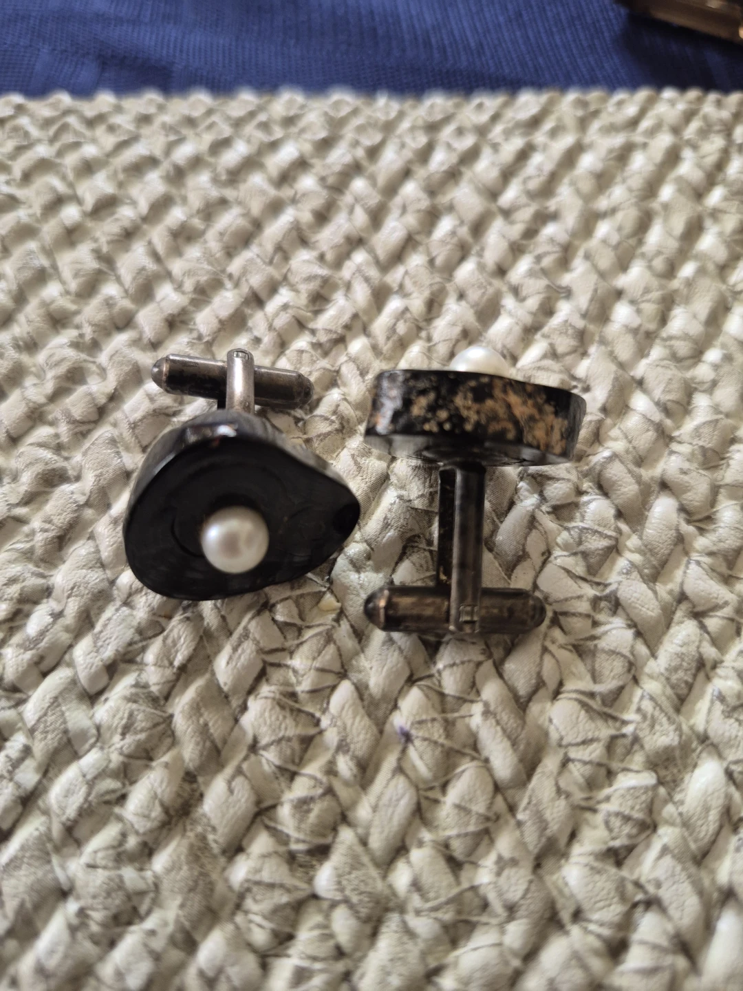 Vintage Pearl and Dark Stone Cufflinks - photo 3