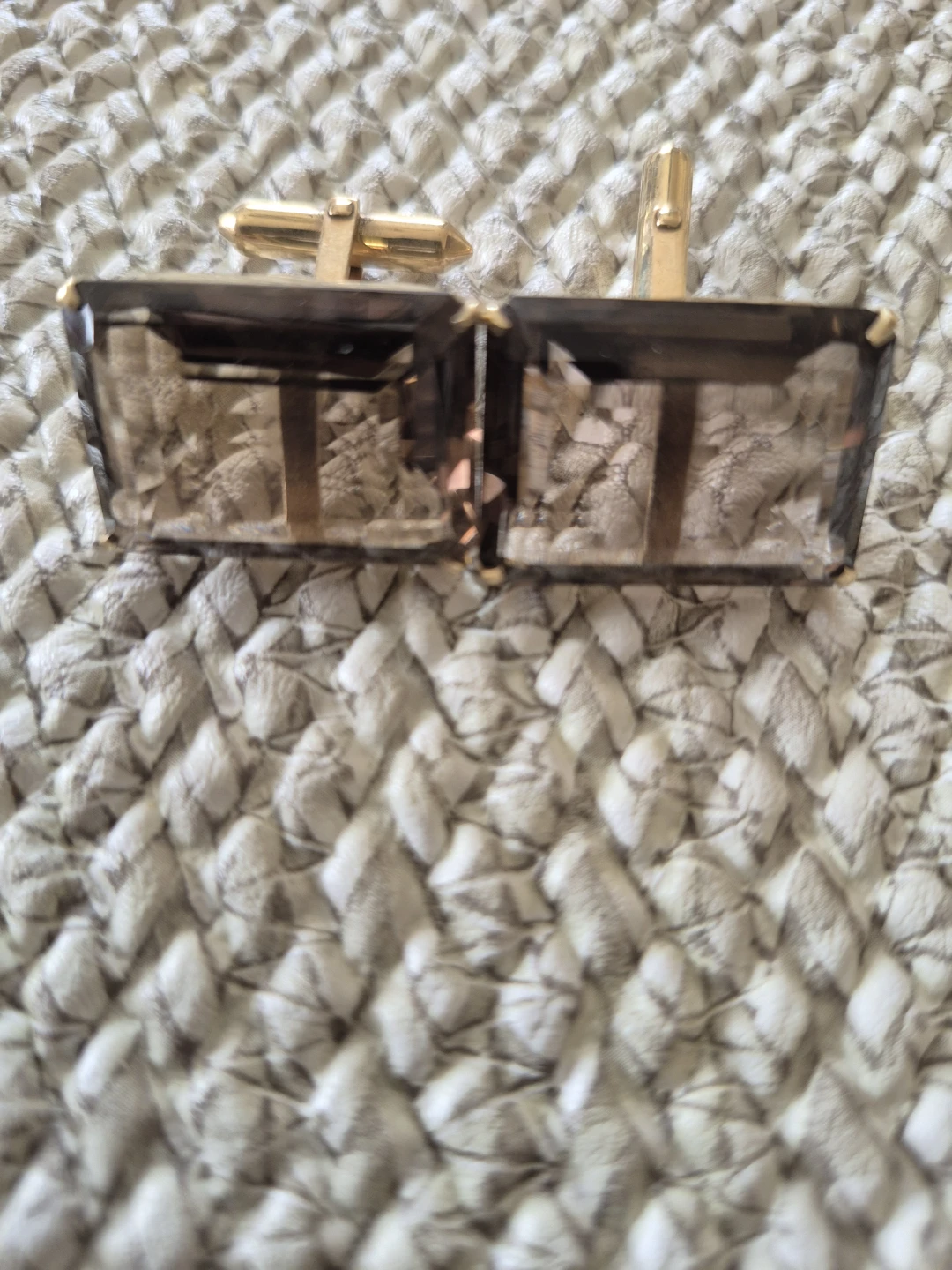 Gold-Tone Smoky Quartz Style Cufflinks - photo 2