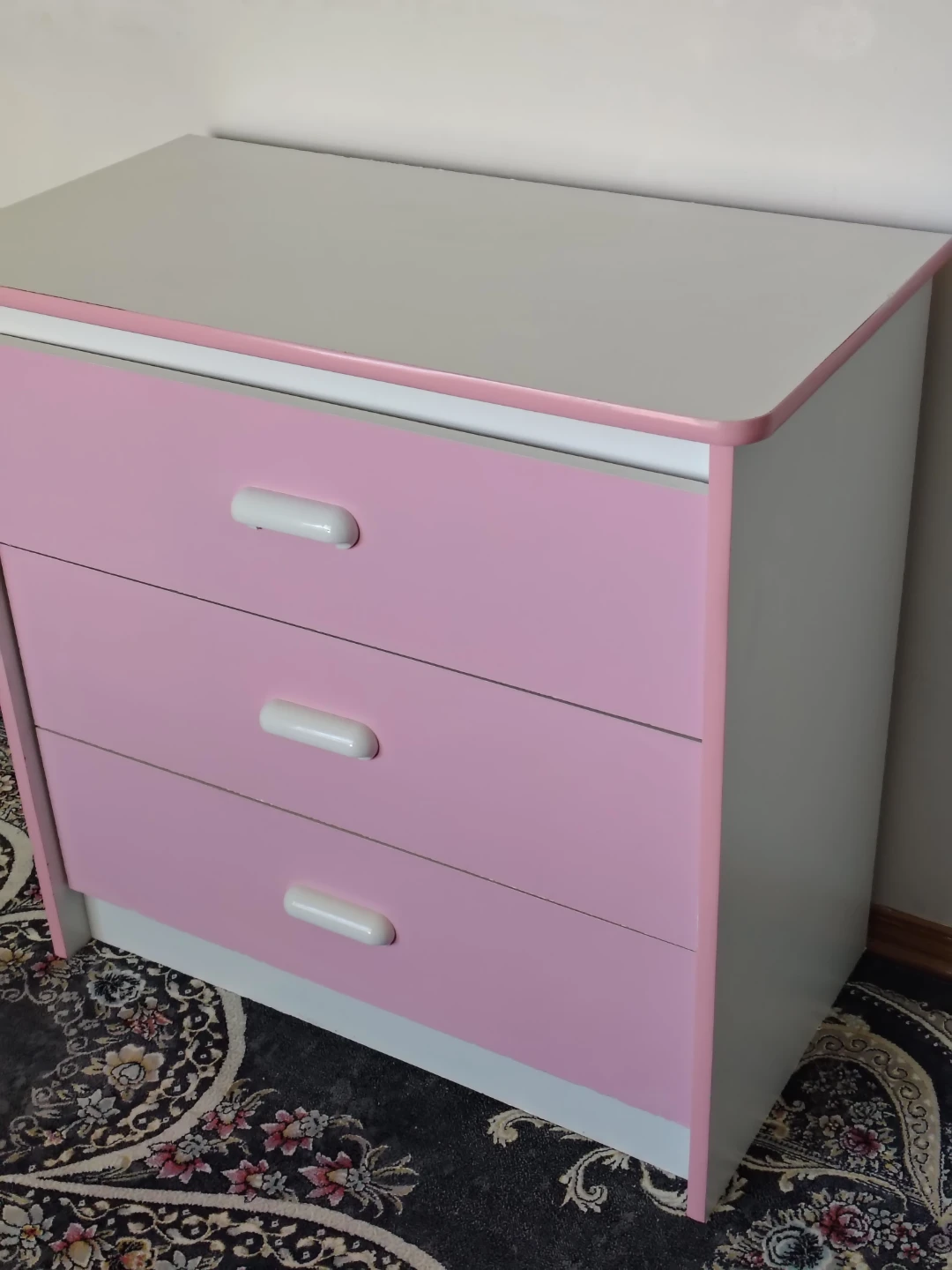 3-Drawer Pink and White Dresser - photo 4