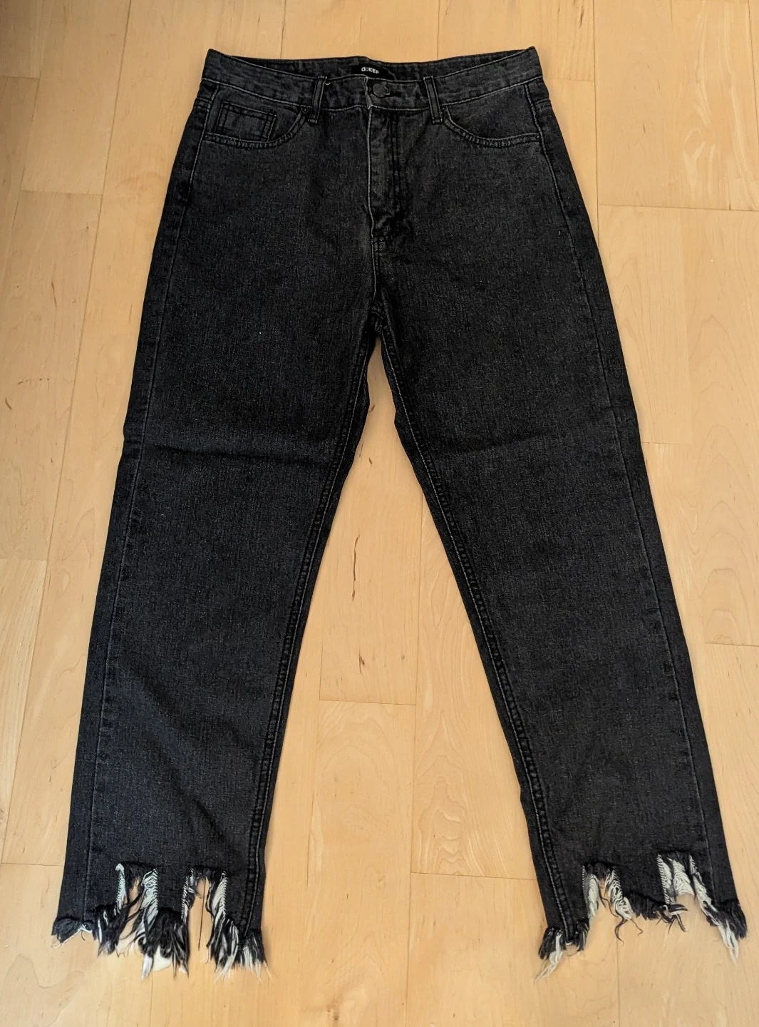 D:EEP Black Distressed Hem Jeans