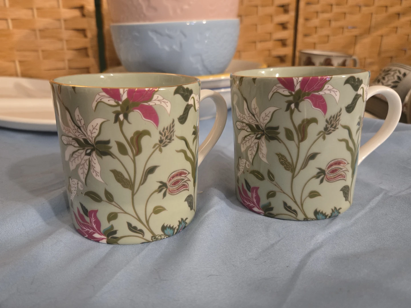 Good Earth India Nishaat Fine Bone China Mugs Pair  - Set of 2