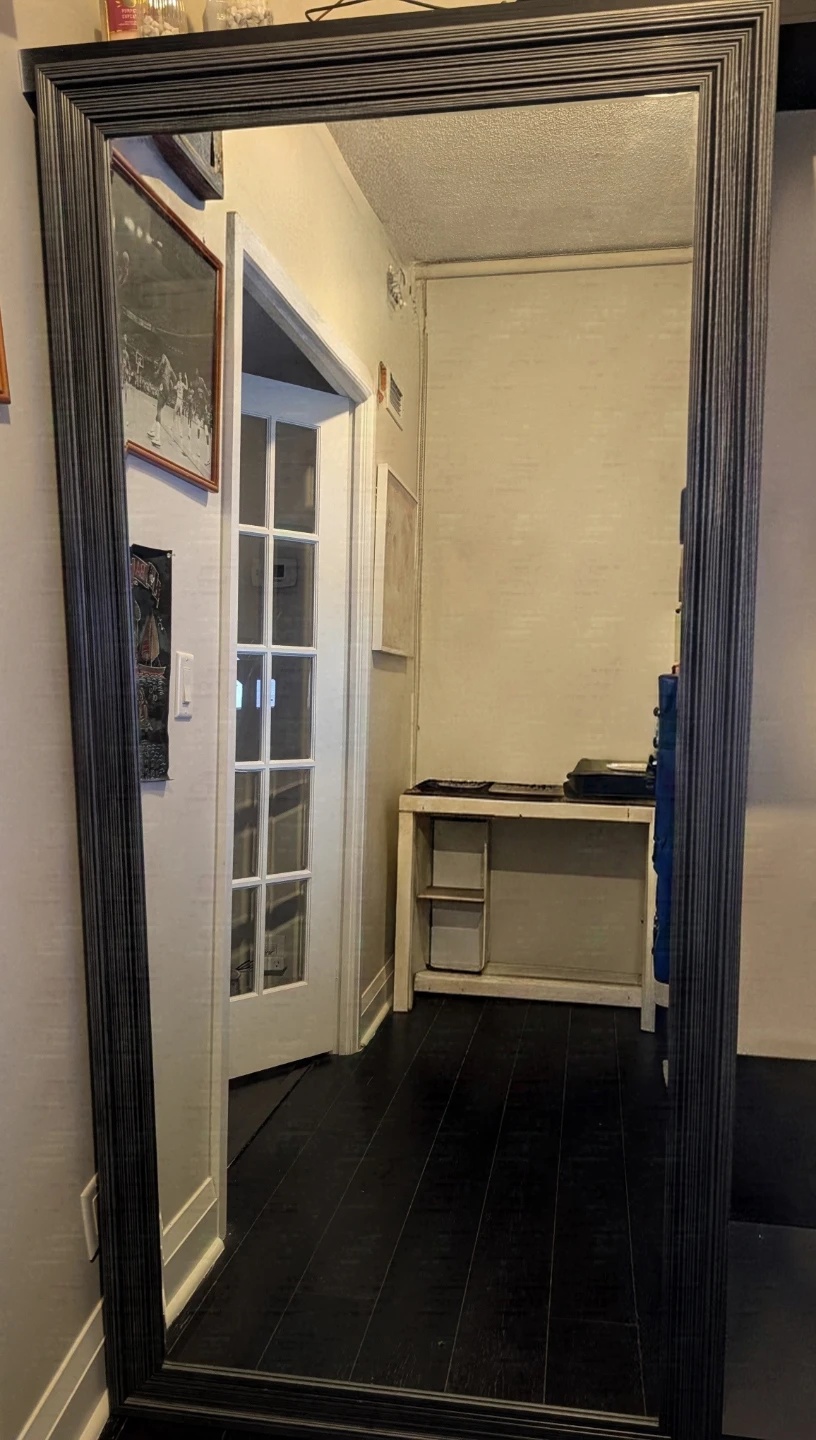 Large Full-Length Mirror with Brown Frame