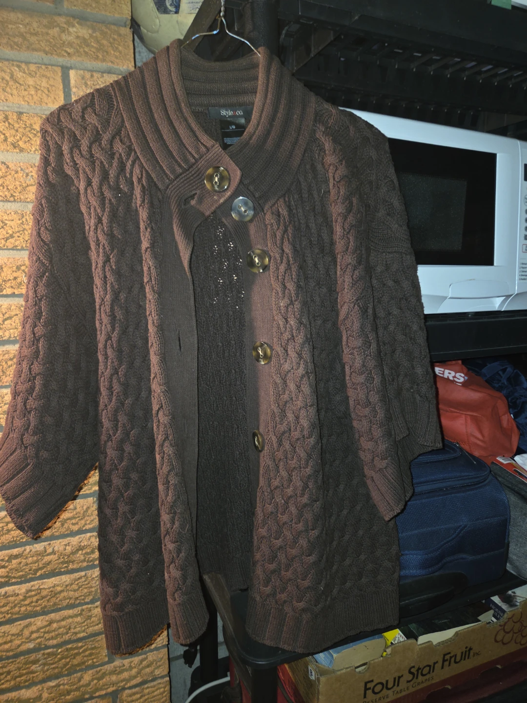 Style & Co. Brown Cable Knit Cardigan