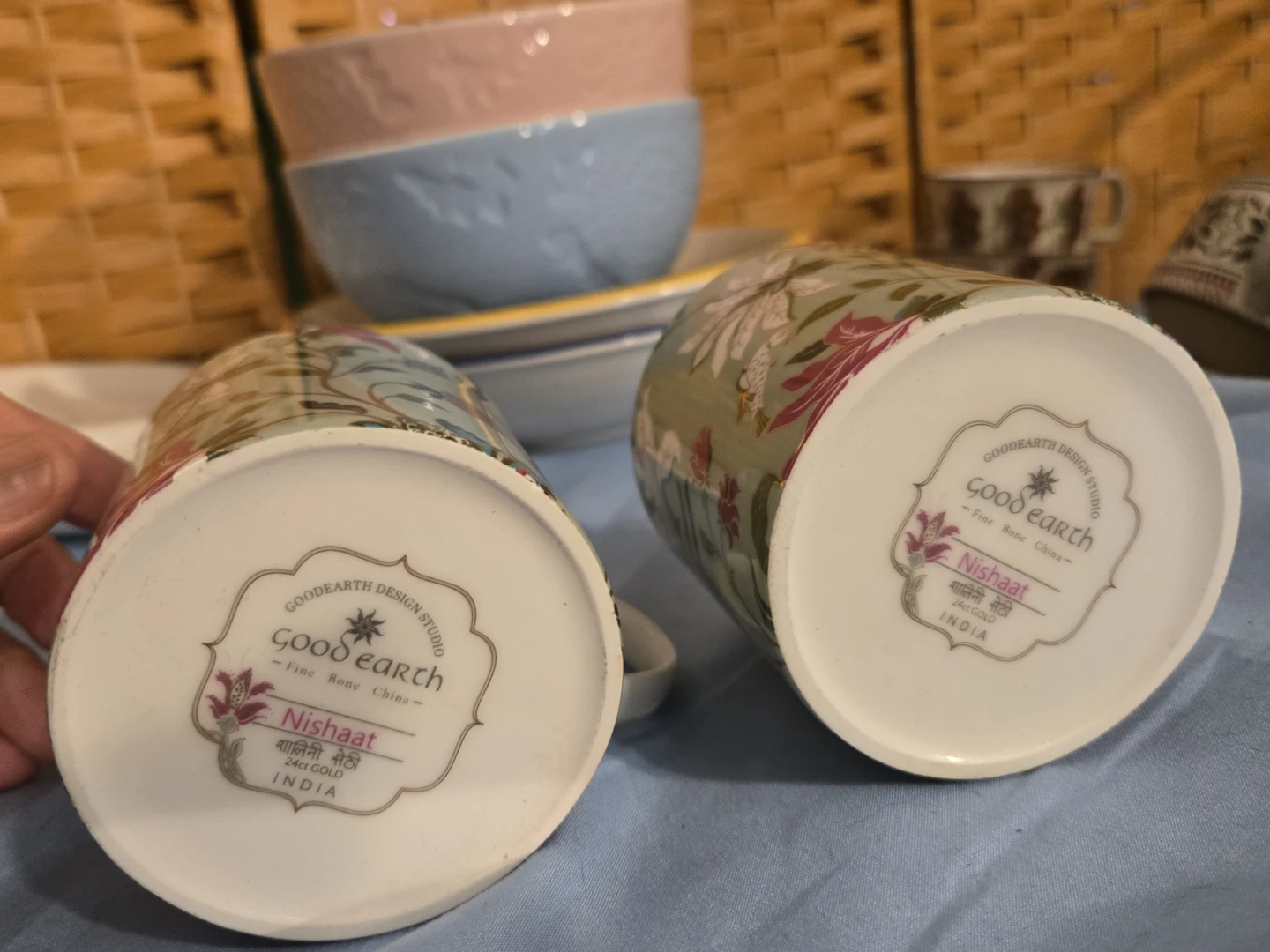 Good Earth India Nishaat Fine Bone China Mugs Pair  - Set of 2 - photo 2