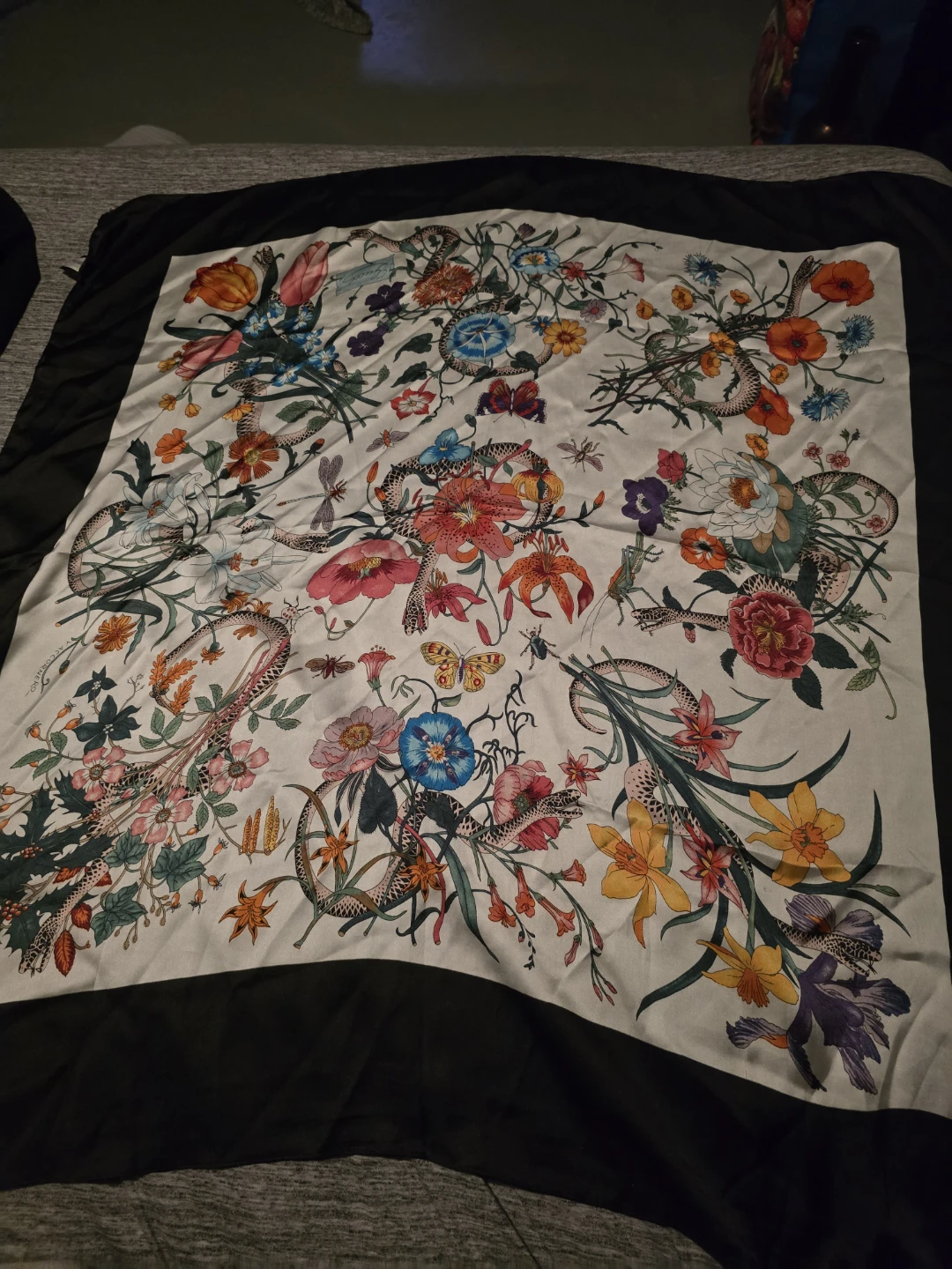 Gucci Floral Snakes Silk Scarf