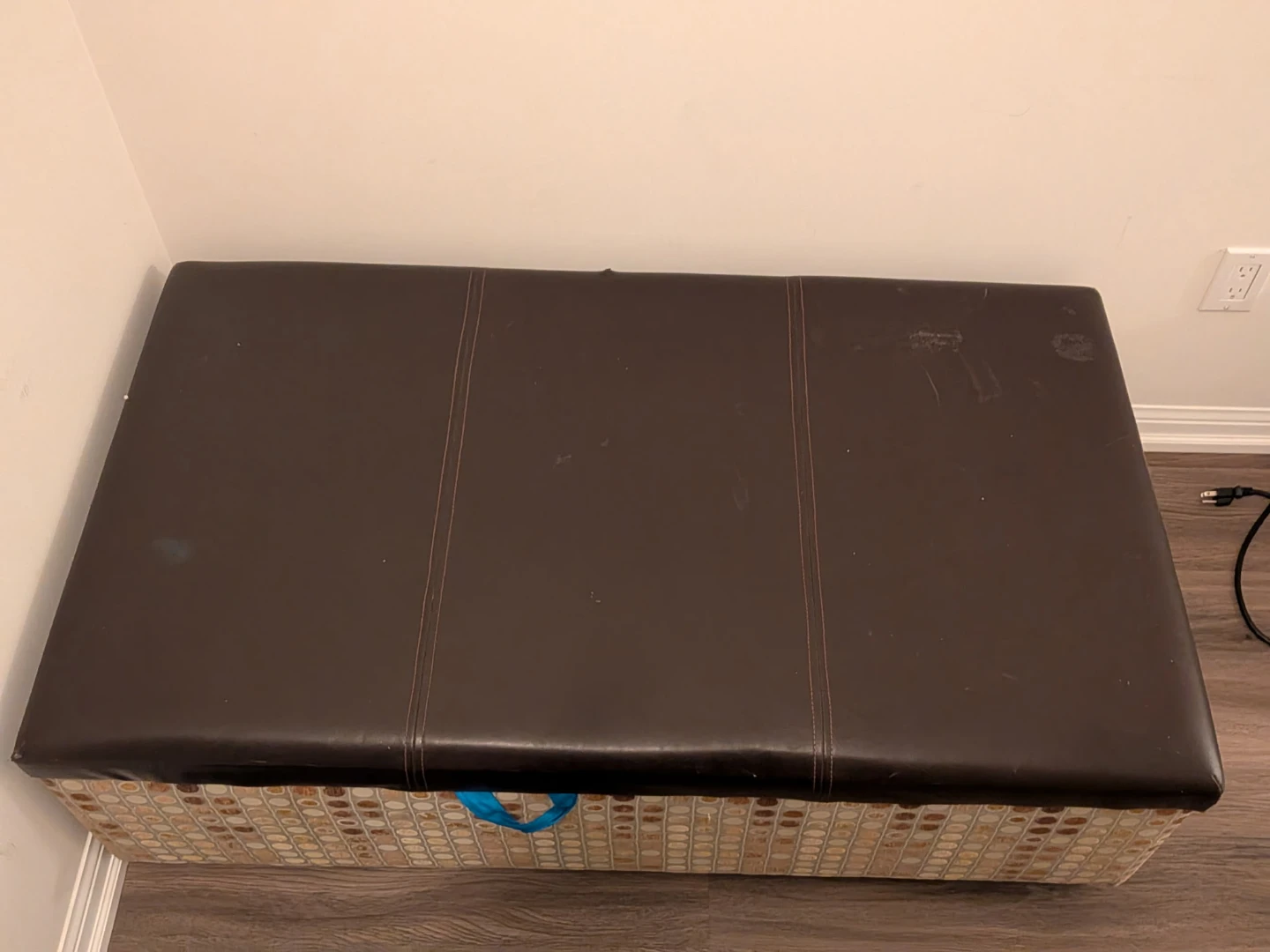Storage Ottoman with Brown Leather-Look Top - photo 4