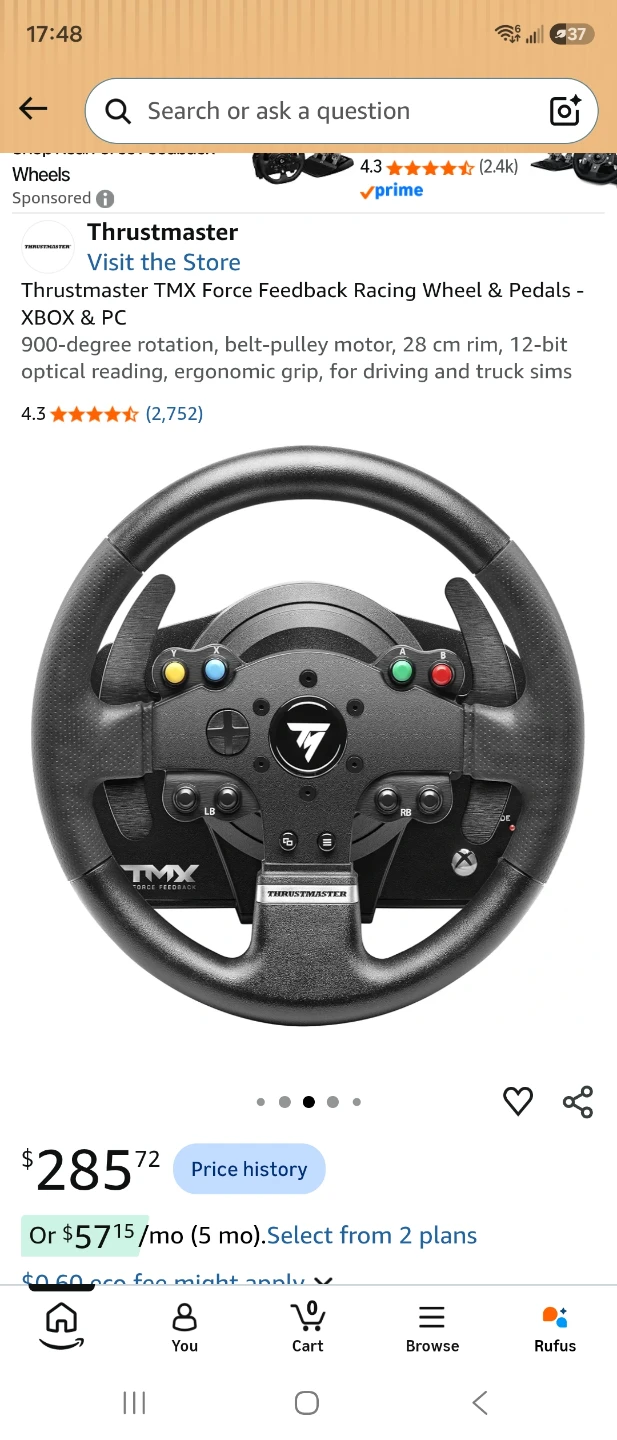 Thrustmaster TMX Force Feedback Racing Wheel & Pedals