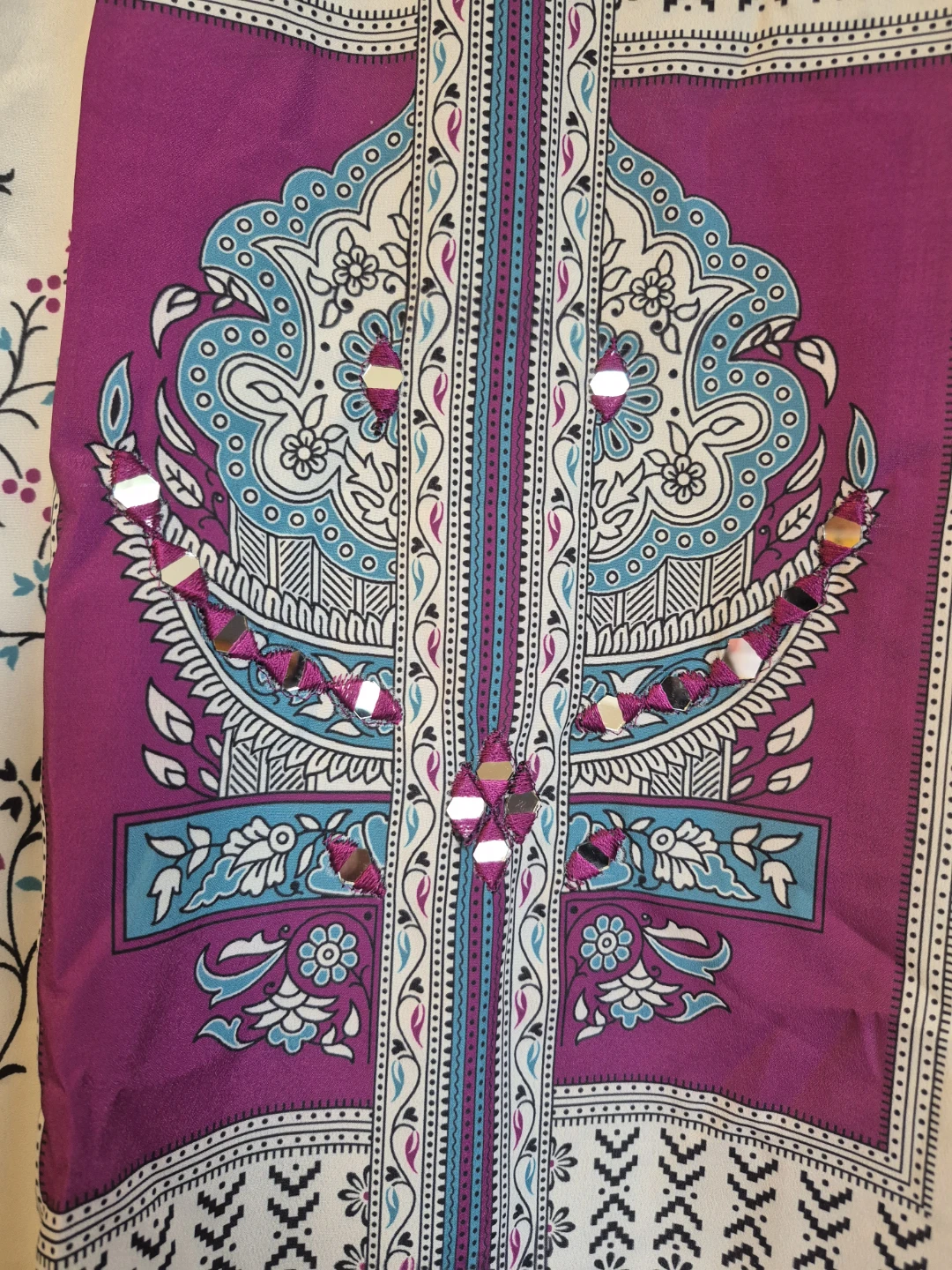 Purple and white patterned kurta set - photo 4