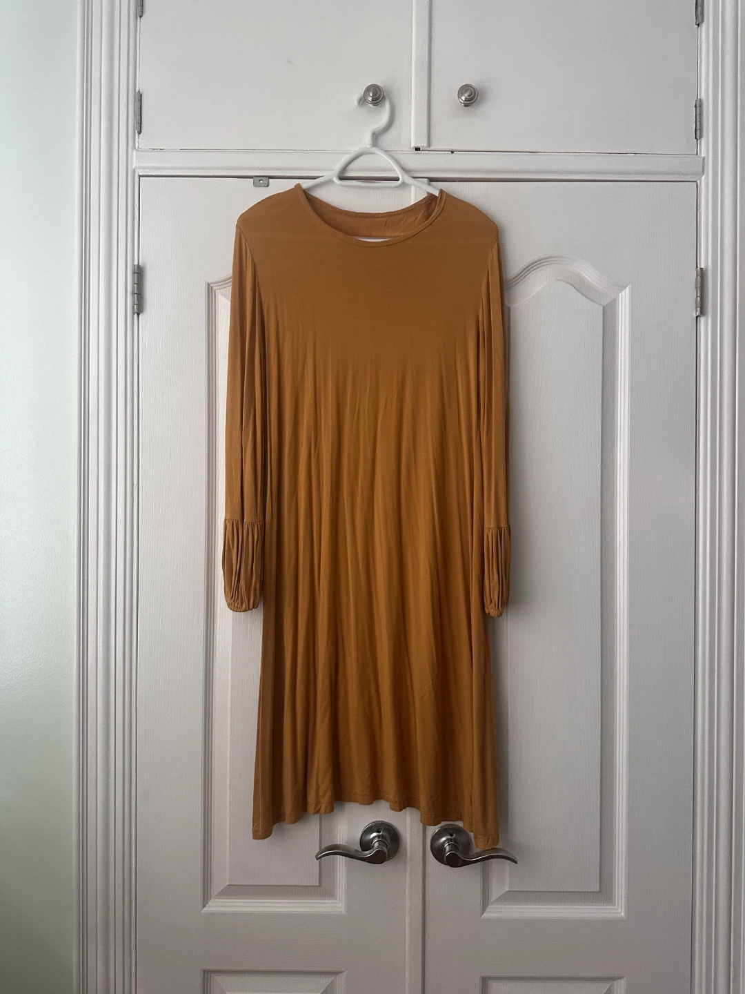 Women's Long Sleeve Mustard Yellow Dress